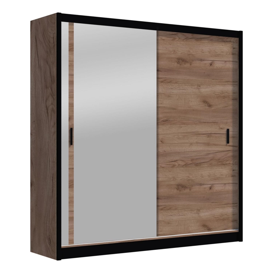 Šatní skříň se zrcadlem SABRINA 203x215 cm dub craft