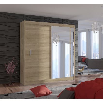 Šatní skříň se zrcadlem SABRINA 203x215 cm dub sonoma