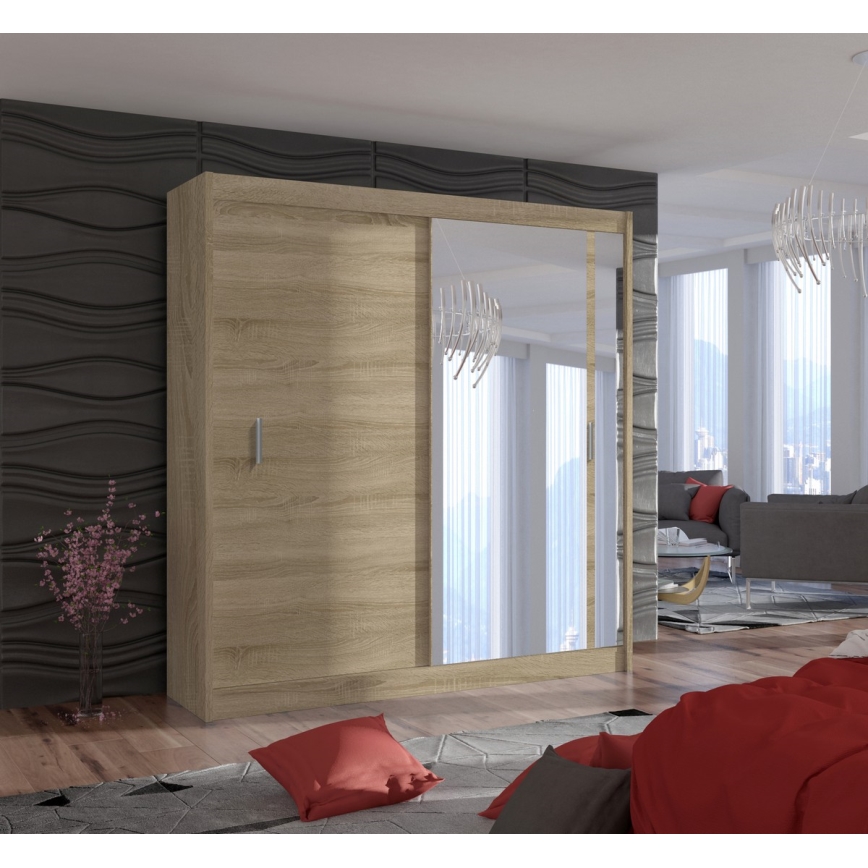 Šatní skříň se zrcadlem SABRINA 203x215 cm dub sonoma
