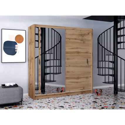 Šatní skříň se zrcadlem SABRINA 203x215 cm dub woltan