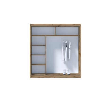 Šatní skříň se zrcadlem SABRINA 203x215 cm dub woltan