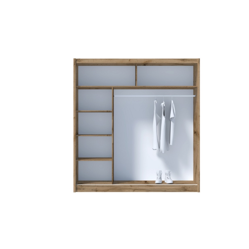 Šatní skříň se zrcadlem SABRINA 203x215 cm dub woltan
