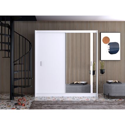 Šatní skříň se zrcadlem SABRINA 203x215x61 cm bílá
