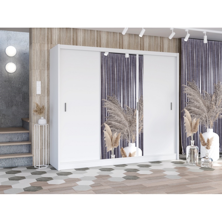 Šatní skříň se zrcadlem SABRINA 250x215 cm bílá