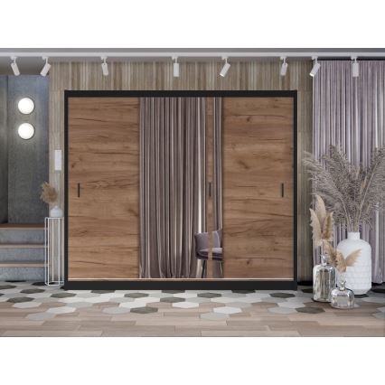 Šatní skříň se zrcadlem SABRINA 250x215 cm dub craft