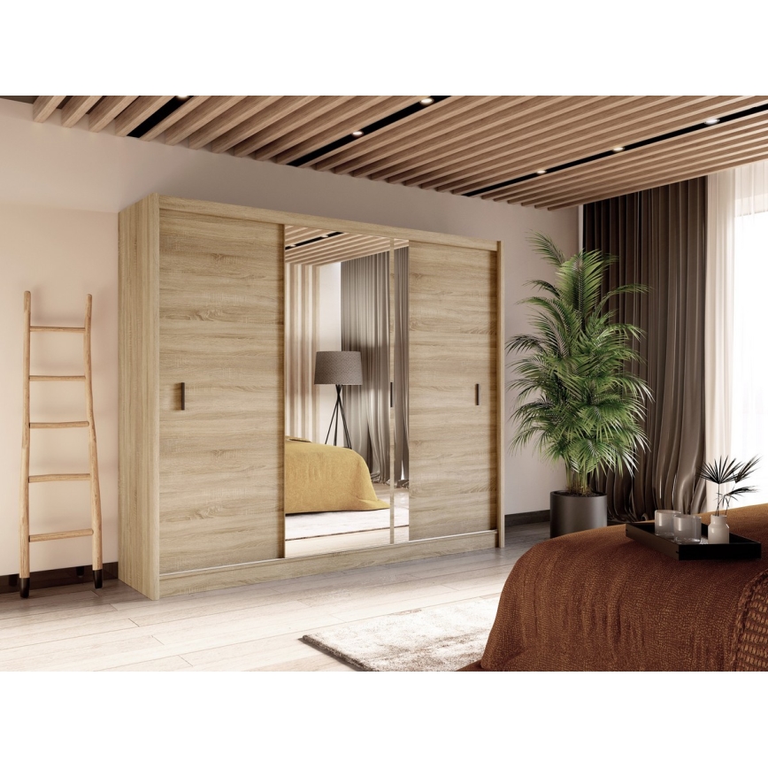 Šatní skříň se zrcadlem SABRINA 250x215 cm dub sonoma