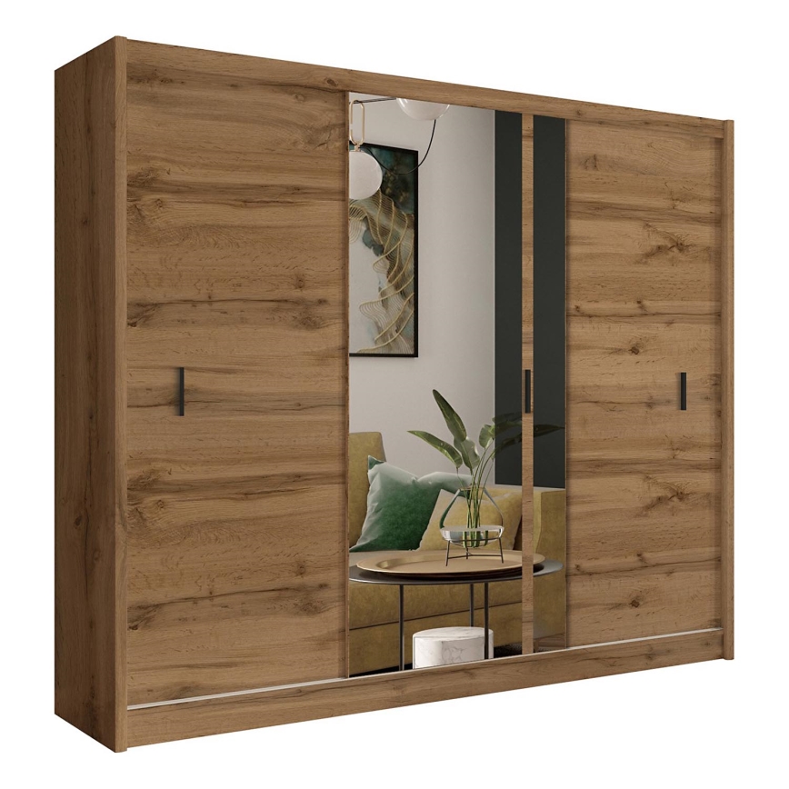 Šatní skříň se zrcadlem SABRINA 250x215 cm dub woltan