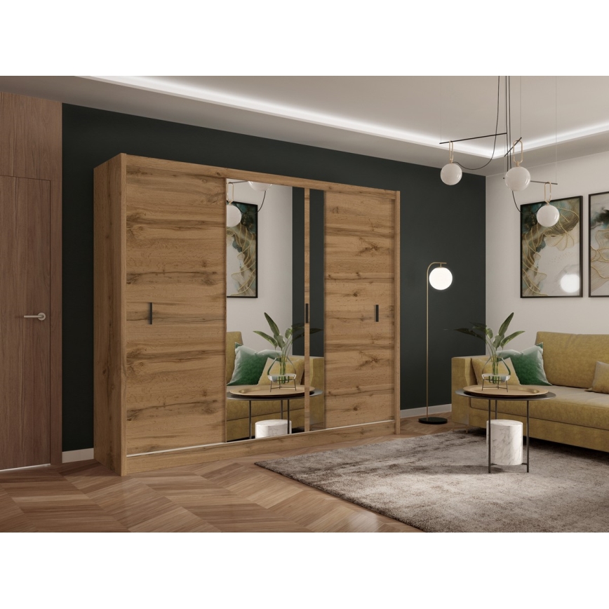 Šatní skříň se zrcadlem SABRINA 250x215 cm dub woltan