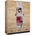 Šatní skříň se zrcadlem SANNA 150x215x58 cm dub craft