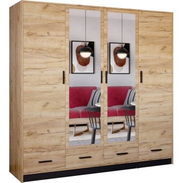 Šatní skříň se zrcadlem SANNA 200x200 cm dub craft