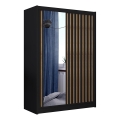 Šatní skříň se zrcadlem SANTINO 150x215 cm černá/dub craft
