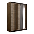 Šatní skříň se zrcadlem SANTINO 150x215 cm dub craft/černá