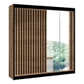 Šatní skříň se zrcadlem SANTINO 203x215 cm dub craft/černá