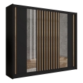 Šatní skříň se zrcadlem SANTINO 250x215 cm černá/dub craft