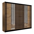 Šatní skříň se zrcadlem SANTINO 250x215 cm dub craft/černá