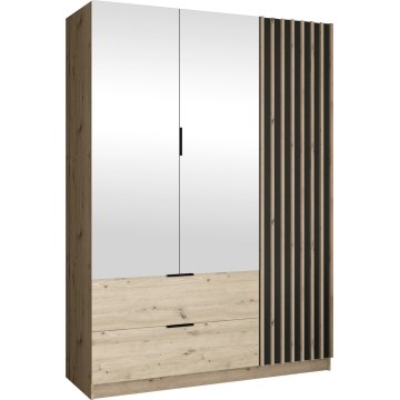 Šatní skříň se zrcadlem VISTA 150x215 cm dub artisan/grafit