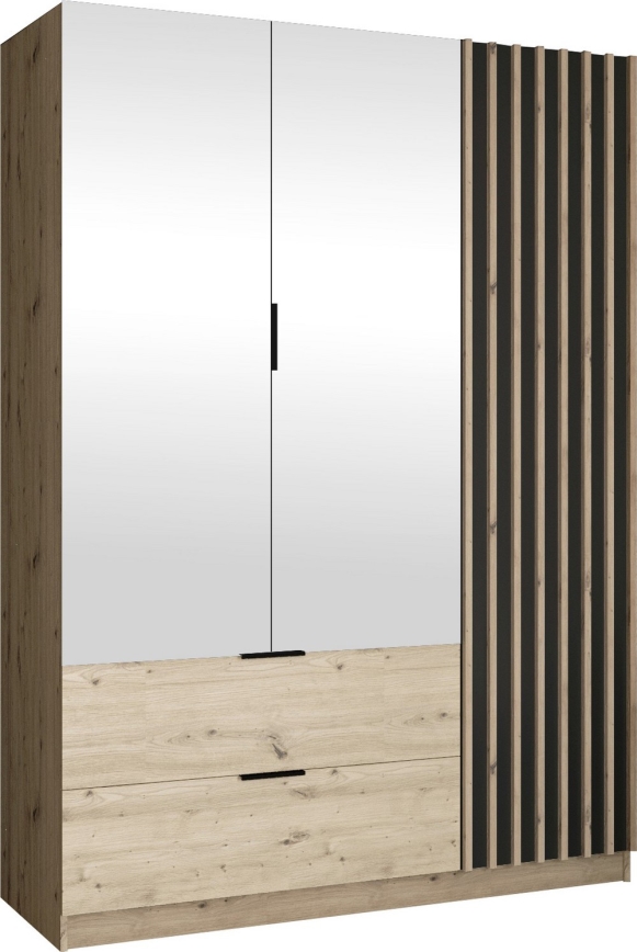 Šatní skříň se zrcadlem VISTA 150x215 cm dub artisan/grafit