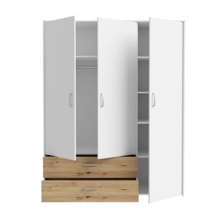Šatní skříň URO 152x190 cm dub artisan/bílá