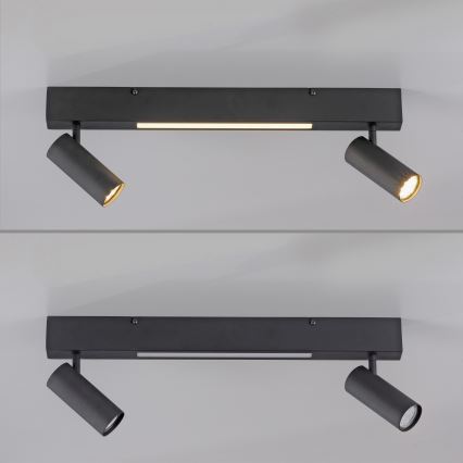 Schöner Wohnen 11793-18 - LED Bodové svítidlo DANTE 2xGU10/10W/230V + LED/7,2W černá