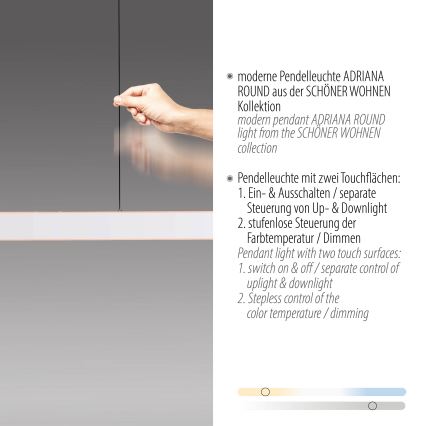 Schöner Wohnen 12577-16 - LED Stmívatelný lustr na lanku ADRIANA ROUND 2xLED/24W/230V 2700/3000/3500/4000/5000K bílá
