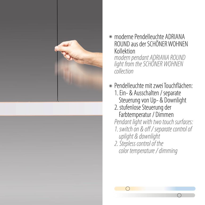 Schöner Wohnen 12577-16 - LED Stmívatelný lustr na lanku ADRIANA ROUND 2xLED/24W/230V 2700/3000/3500/4000/5000K bílá