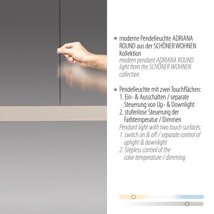 Schöner Wohnen 12577-39 - LED Stmívatelný lustr na lanku ADRIANA ROUND 2xLED/24W/230V 2700/3000/3500/4000/5000K šedá