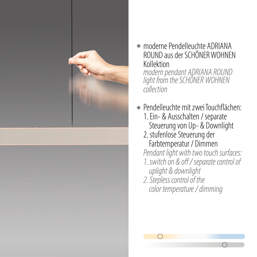 Schöner Wohnen 12577-39 - LED Stmívatelný lustr na lanku ADRIANA ROUND 2xLED/24W/230V 2700/3000/3500/4000/5000K šedá