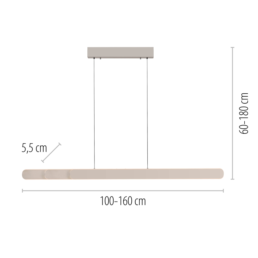 Schöner Wohnen 12577-39 - LED Stmívatelný lustr na lanku ADRIANA ROUND 2xLED/24W/230V 2700/3000/3500/4000/5000K šedá
