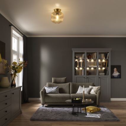 Schöner Wohnen 13574-27 - Stropní svítidlo NAMI 1xE27/25W/230V pr. 20 cm zlatá/béžová/kouřová