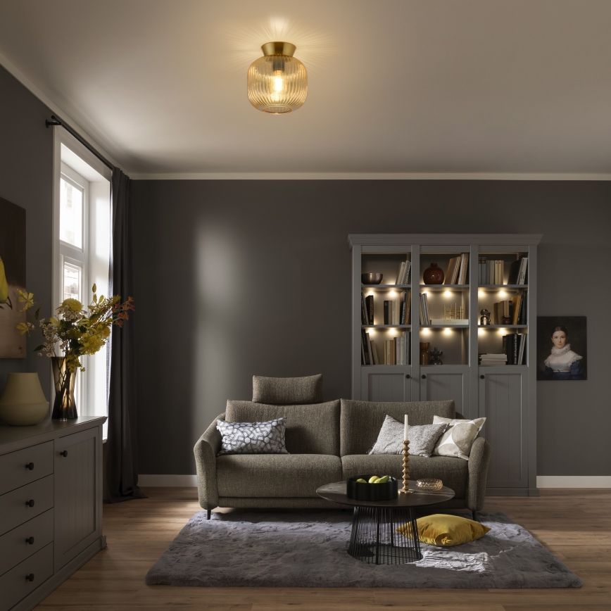 Schöner Wohnen 13574-27 - Stropní svítidlo NAMI 1xE27/25W/230V pr. 20 cm zlatá/béžová/kouřová