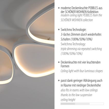 Schöner Wohnen 14039-16 - LED Stmívatelné stropní svítidlo PEBBLES LED/35,5W/230V bílá