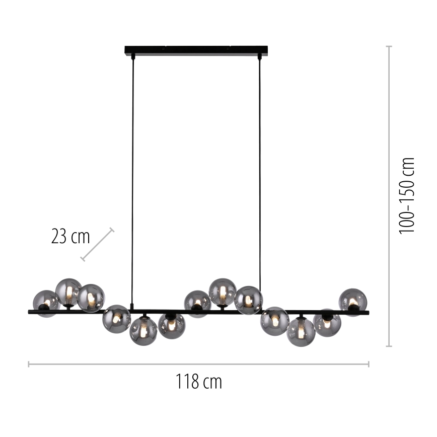 Schöner Wohnen 14504-18 - LED Lustr na lanku DUBAI 13xG9/3W/230V černá/kouřová