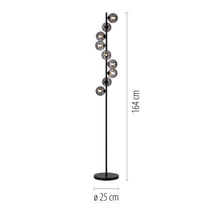 Schöner Wohnen 14506-18 - LED Stojací lampa DUBAI 9xG9/3W/230V černá/kouřová