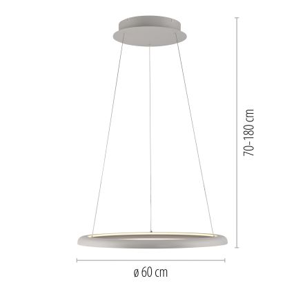 Schöner Wohnen 15570-39 - LED Stmívatelný lustr na lanku QUILLO LED/36W/230V pr. 60 cm šedá