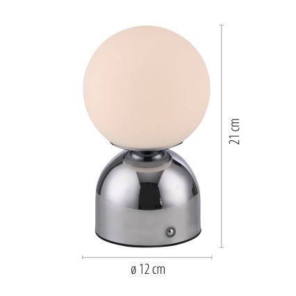 Schöner Wohnen 19218-17 - LED Stmívatelná dotyková nabíjecí stolní lampa RUDI LED/1,2W/5V 3000-6000K 1200 mAh lesklý chrom