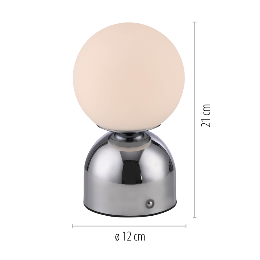 Schöner Wohnen 19218-17 - LED Stmívatelná dotyková nabíjecí stolní lampa RUDI LED/1,2W/5V 3000-6000K 1200 mAh lesklý chrom