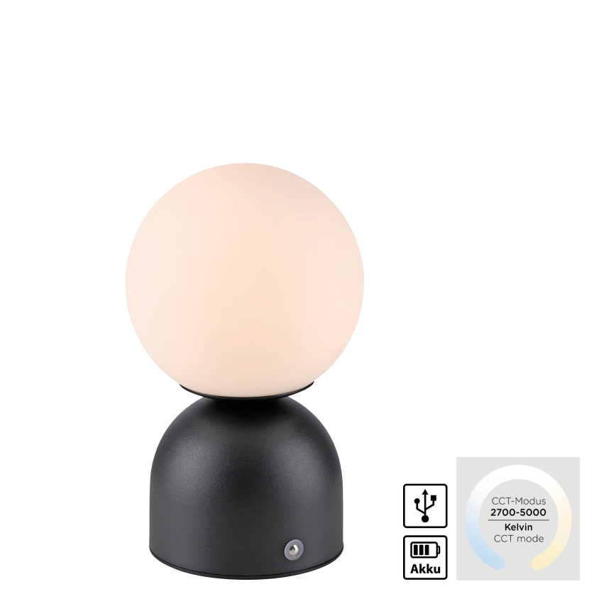 Schöner Wohnen 19218-18 - LED Stmívatelná dotyková nabíjecí stolní lampa RUDI LED/1,2W/5V 3000-6000K 1200 mAh černá