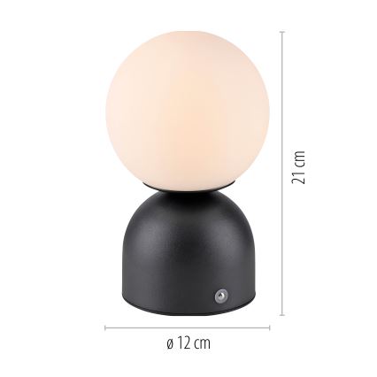 Schöner Wohnen 19218-18 - LED Stmívatelná dotyková nabíjecí stolní lampa RUDI LED/1,2W/5V 3000-6000K 1200 mAh černá