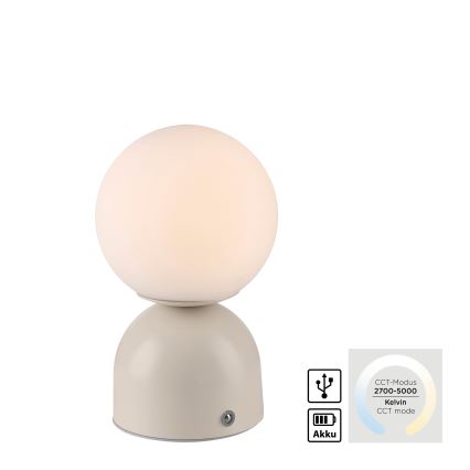 Schöner Wohnen 19218-39 - LED Stmívatelná dotyková nabíjecí stolní lampa RUDI LED/1,2W/5V 3000-6000K 1200 mAh šedá