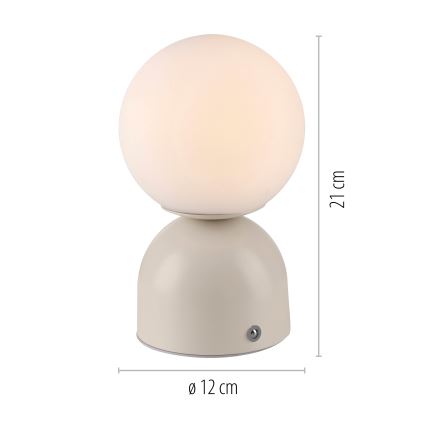 Schöner Wohnen 19218-39 - LED Stmívatelná dotyková nabíjecí stolní lampa RUDI LED/1,2W/5V 3000-6000K 1200 mAh šedá