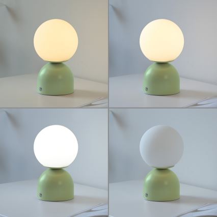 Schöner Wohnen 19218-43 - LED Stmívatelná dotyková nabíjecí stolní lampa RUDI LED/1,2W/5V 3000-6000K 1200 mAh zelená