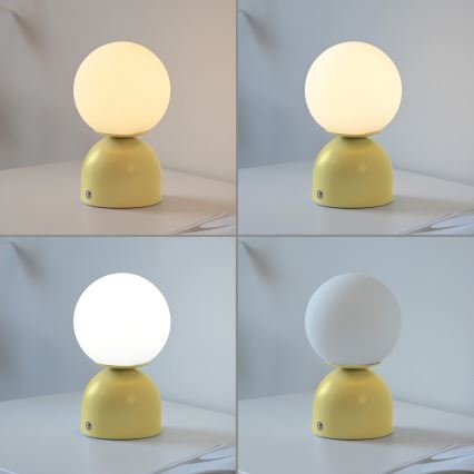 Schöner Wohnen 19218-81 - LED Stmívatelná dotyková nabíjecí stolní lampa RUDI LED/1,2W/5V 3000-6000K 1200 mAh žlutá