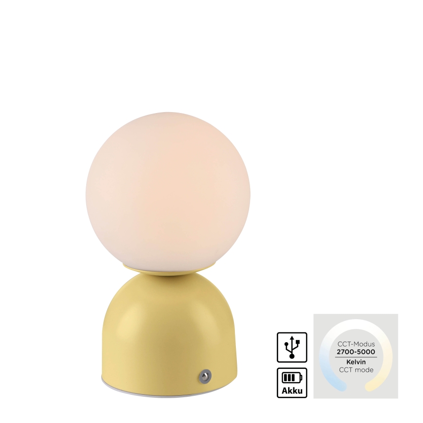 Schöner Wohnen 19218-81 - LED Stmívatelná dotyková nabíjecí stolní lampa RUDI LED/1,2W/5V 3000-6000K 1200 mAh žlutá