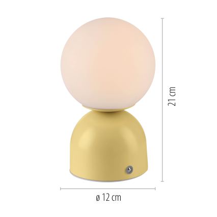 Schöner Wohnen 19218-81 - LED Stmívatelná dotyková nabíjecí stolní lampa RUDI LED/1,2W/5V 3000-6000K 1200 mAh žlutá