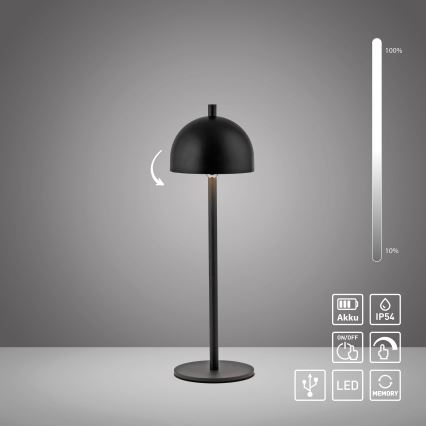 Schöner Wohnen 19244-18 - LED Stmívatelná dotyková nabíjecí venkovní stolní lampa BELLIS LED/2,5W/5V 2600 mAh IP54 černá