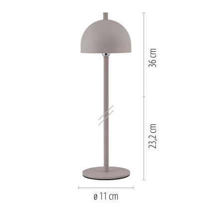 Schöner Wohnen 19244-39 - LED Stmívatelná dotyková nabíjecí venkovní stolní lampa BELLIS LED/2,5W/5V 2600 mAh IP54 šedá