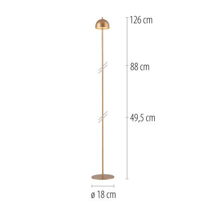 Schöner Wohnen 19245-12 - LED Stmívatelná dotyková nabíjecí venkovní stojací lampa BELLIS LED/2,5W/5V 2600 mAh IP54 zlatá