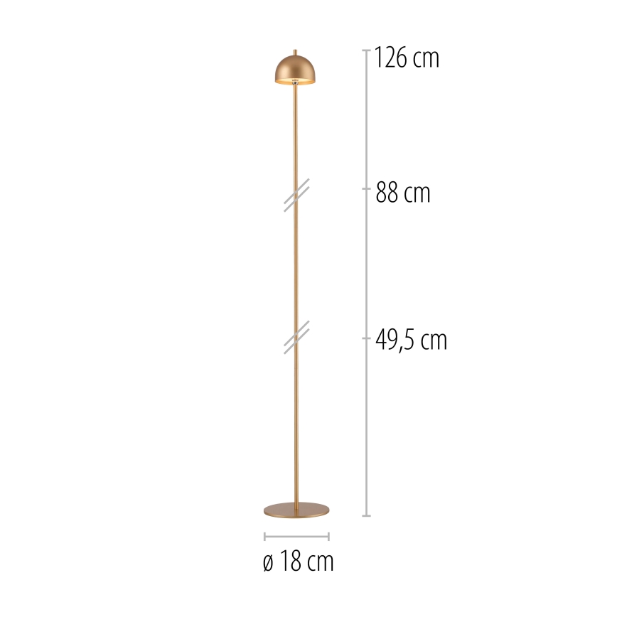 Schöner Wohnen 19245-12 - LED Stmívatelná dotyková nabíjecí venkovní stojací lampa BELLIS LED/2,5W/5V 2600 mAh IP54 zlatá