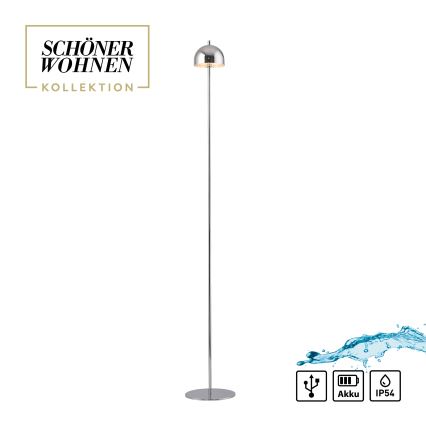 Schöner Wohnen 19245-17 - LED Stmívatelná dotyková nabíjecí venkovní stojací lampa BELLIS LED/2,5W/5V 2600 mAh IP54 lesklý chrom