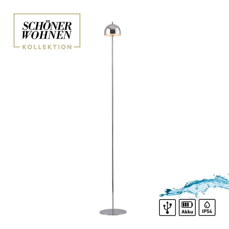 Schöner Wohnen 19245-17 - LED Stmívatelná dotyková nabíjecí venkovní stojací lampa BELLIS LED/2,5W/5V 2600 mAh IP54 lesklý chrom